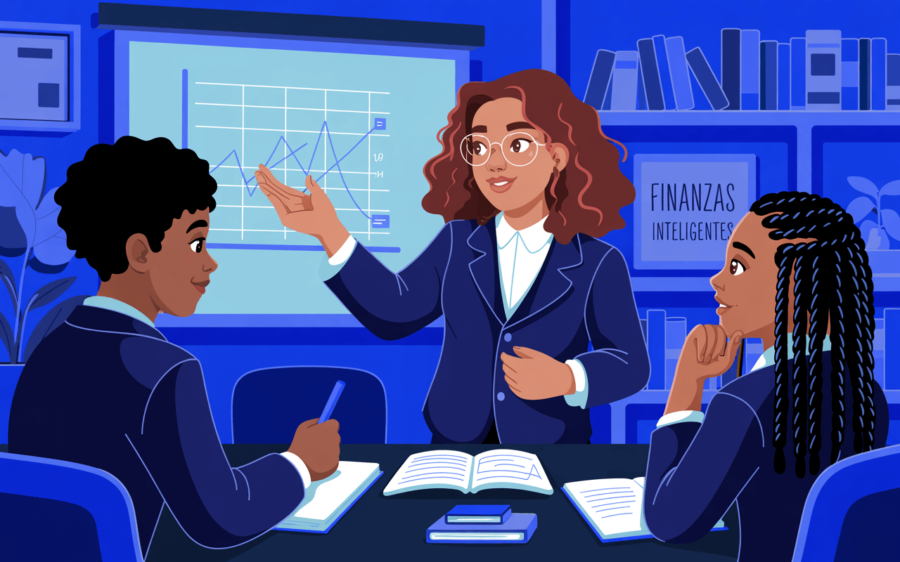 Estudiantes aprendiendo finanzas